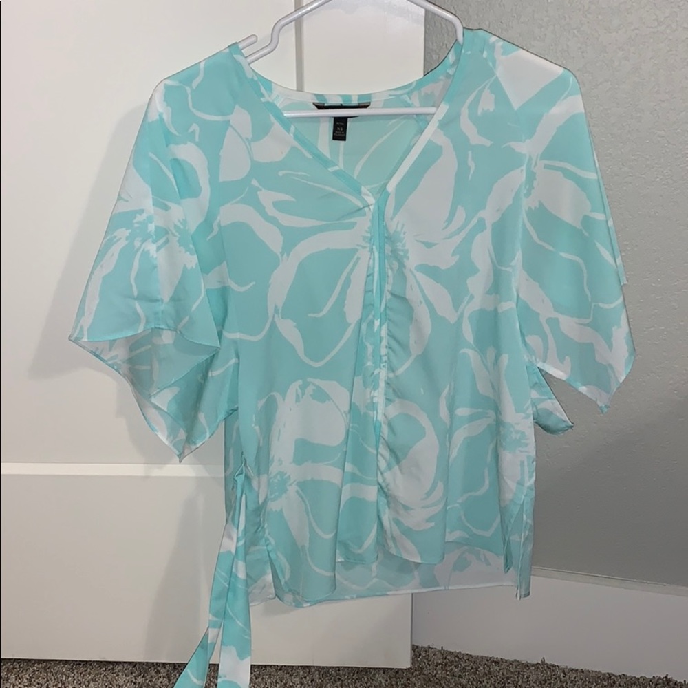 Floral Work Blouse with waist tie